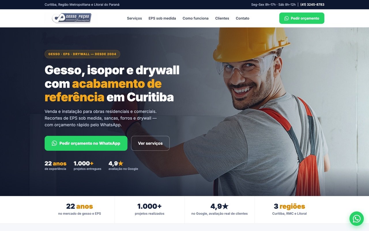 Site da Gesso Peças & Decorações